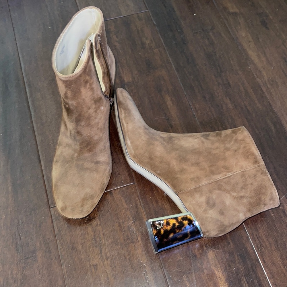 Brown suede booties